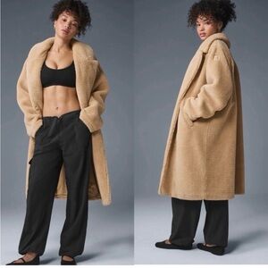 Alo Yoga Oversized Sherpa Trench Coat In Camel Teddy Jacket Size Small